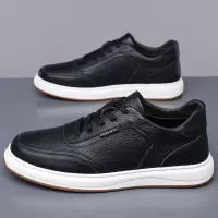 男鞋2025新款休闲皮鞋男士运动时尚潮流真皮牛皮低帮板鞋