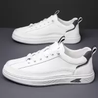 男鞋2025秋季新款男士休闲皮鞋男潮流韩版时尚板鞋真皮复古小白鞋