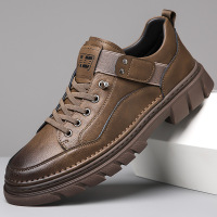 2025春季新款男士休闲皮鞋驾车鞋真皮英伦复古商务工装百搭板鞋男