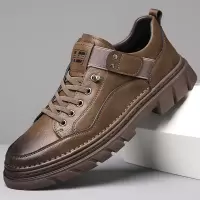 2025春季新款男士休闲皮鞋驾车鞋真皮英伦复古商务工装百搭板鞋男
