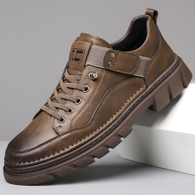 2025春季新款男士休闲皮鞋驾车鞋真皮英伦复古商务工装百搭板鞋男