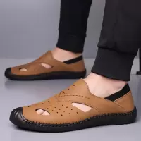 包头凉鞋男2025新款男士夏季户外手工镂空洞洞鞋一脚蹬休闲沙滩鞋