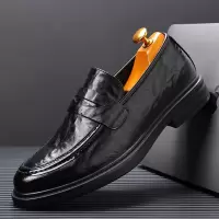 男士休闲皮鞋新款百搭时尚高档真皮商务工作鞋豆豆鞋男潮