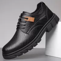 男式休闲皮鞋2025春季新款时尚板鞋潮流男士单鞋复古工装鞋子