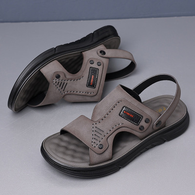 真皮凉鞋男款外穿夏季透气休闲男士凉拖软面沙滩男潮鞋子