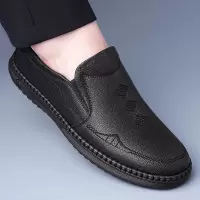 豆豆鞋男软底小白鞋一脚蹬休闲皮鞋男通勤懒人爸爸鞋透气乐福男鞋