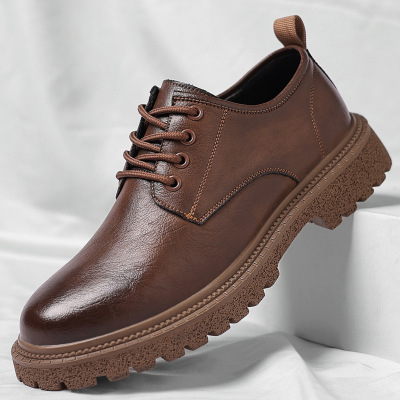 凉鞋男夏季休闲皮鞋男士厚底透气镂空软底中年爸爸洞洞鞋SJ