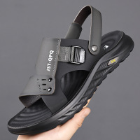 凉鞋男夏季新款软底透气牛皮沙滩鞋男士户外休闲防滑凉拖鞋