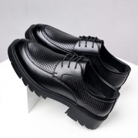 增高鞋男鞋透气镂空商务正装内增高皮鞋厚底结婚新郎鞋