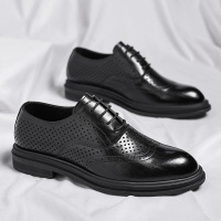 夏季新款男士低帮休闲时尚皮鞋韩版透气镂空增高潮流SJ-1