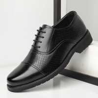 夏季正装商务皮鞋男软底三接头男士黑色镂空休闲男鞋英伦SJ1050-1