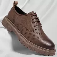 男士复古商务休闲皮鞋男厚底大头皮鞋英伦风低帮工装鞋SJ