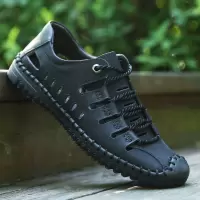 男士新款休闲时尚潮流时尚拖鞋休闲镂空防滑大底沙滩男凉鞋