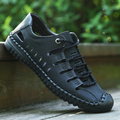 男士新款休闲时尚潮流时尚拖鞋休闲镂空防滑大底沙滩男凉鞋