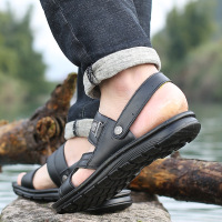 男士真皮夏季凉鞋休闲沙滩鞋牛皮凉鞋男防滑拖鞋