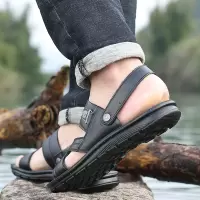 男士真皮夏季凉鞋休闲沙滩鞋牛皮凉鞋男防滑拖鞋