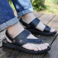 男士真皮夏季凉鞋休闲沙滩鞋牛皮凉鞋男防滑拖鞋