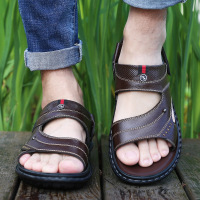男士真皮夏季凉鞋休闲沙滩鞋牛皮凉鞋男防滑拖鞋