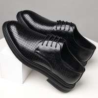 男鞋春秋季英伦时尚格纹商务正装皮鞋舒适增高新郎结婚鞋SJ788-1