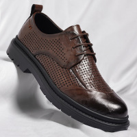 英伦风系带结婚新郎上班西装男鞋商务男士皮鞋厚底正装鞋SJ-1