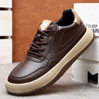 男鞋子2025春季新款歪头小丑鞋潮真皮透气百搭镂空运动休闲鞋男士