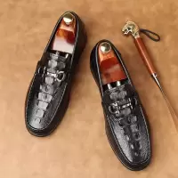 男鞋春季透气2025新款潮流鳄鱼纹豆豆鞋英伦商务正装男士休闲皮鞋