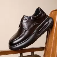 2025春季新款气垫男鞋真皮商务休闲皮鞋男士英伦厚底透气增高单鞋