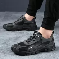 2025春季新款真皮男鞋英伦透气运动休闲鞋男士百搭软底软面登山鞋