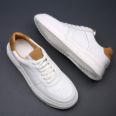 小白鞋子男2025春季新款潮流百搭透气休闲鞋男士厚底运动板鞋男生