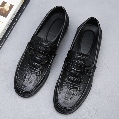 男鞋真皮2025春季新款套脚透气豆豆鞋商务正装休闲皮鞋英伦乐福鞋