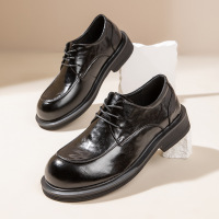 肥脚宽脚通勤皮鞋男真皮春季透气高级感德比鞋男款大头商务休闲鞋