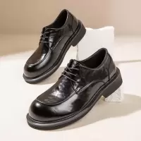 肥脚宽脚通勤皮鞋男真皮春季透气高级感德比鞋男款大头商务休闲鞋