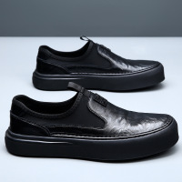 2025新款休闲乐福鞋透气真皮一脚蹬男鞋厚底百搭皮鞋韩版休闲