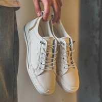 2025春季新款小白鞋男款真皮透气百搭懒人休闲鞋男士厚底潮流板鞋