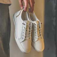 2025春季新款小白鞋男款真皮透气百搭懒人休闲鞋男士厚底潮流板鞋