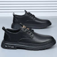2025春季新款男鞋子真皮透气商务休闲皮鞋男士厚底内增高工装鞋潮