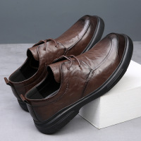 2025春季新款真皮男鞋透气商务正装皮鞋男士潮流百搭圆头休闲鞋男