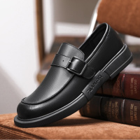 春季男鞋子真皮套脚英伦一脚蹬休闲鞋男士厚底百搭潮流大头皮鞋男