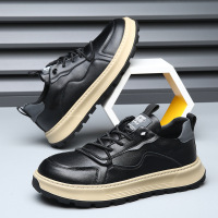 欧洲站真皮男鞋厚底透气休闲鞋男士2025春季潮流小丑鞋新款小白鞋