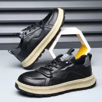 欧洲站真皮男鞋厚底透气休闲鞋男士2025春季潮流小丑鞋新款小白鞋