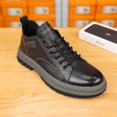 真皮马丁靴男士潮流英伦工装春季休闲板鞋男中邦短靴子纯牛皮