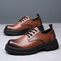 德比鞋2025新款春季低帮马丁靴男士厚底增高百搭透气商务休闲皮鞋