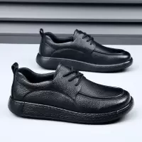 男鞋子2025春季新款真皮潮流百搭软面透气商务休闲皮鞋男士爸爸鞋