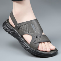 凉鞋男士潮款2025夏季外穿厚底防滑休闲沙滩鞋男软皮透气两用拖鞋