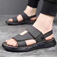 凉鞋男士潮款2025夏季外穿真皮休闲沙滩鞋男防滑可开车两用拖鞋子
