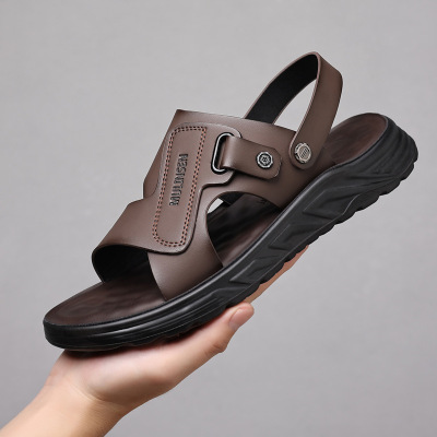凉鞋男夏外穿真皮沙滩鞋男款防滑耐磨休闲两用男式凉鞋潮款百搭