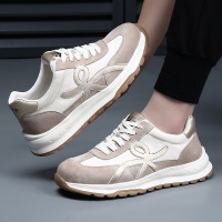 欧洲站2025新款老爹鞋男真皮休闲厚底阿甘鞋男士复古运动轻便潮鞋