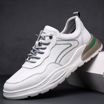 欧洲站新款秋冬男士休闲鞋真皮潮流运动板鞋加绒保暖黑色男鞋子