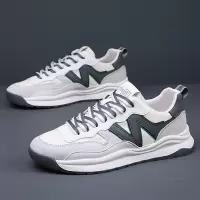 男鞋夏季运动潮鞋子真皮休闲鞋时尚小白鞋男青年透气阿甘跑步男鞋