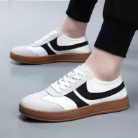 高端德训鞋男款真皮透气板鞋欧美休闲复古牛筋阿甘鞋男士小白鞋潮